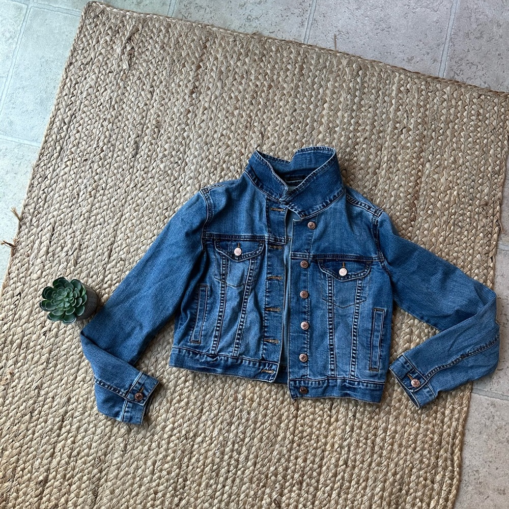Forever 21 Blue Cropped Jean Jacket